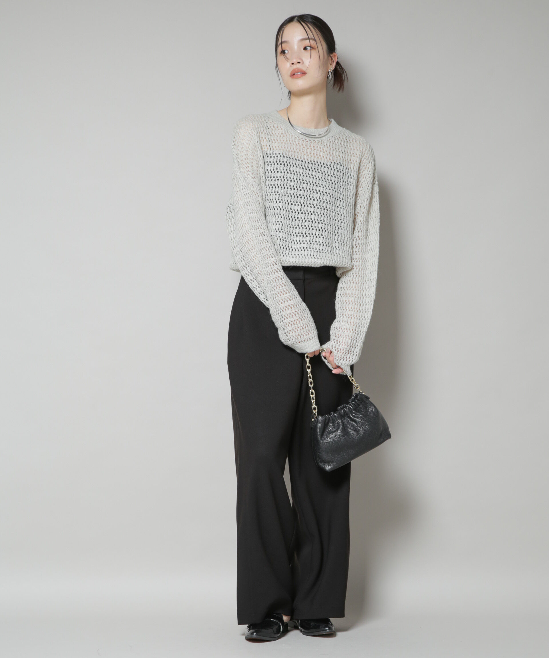 nano･universe「サイドタックカットジョーゼットパンツ」|チノ|