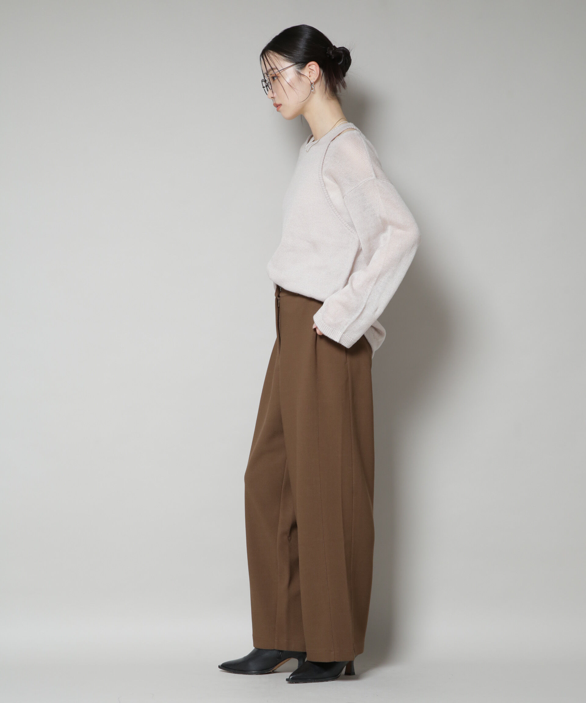 nano･universe「サイドタックカットジョーゼットパンツ」|チノ|