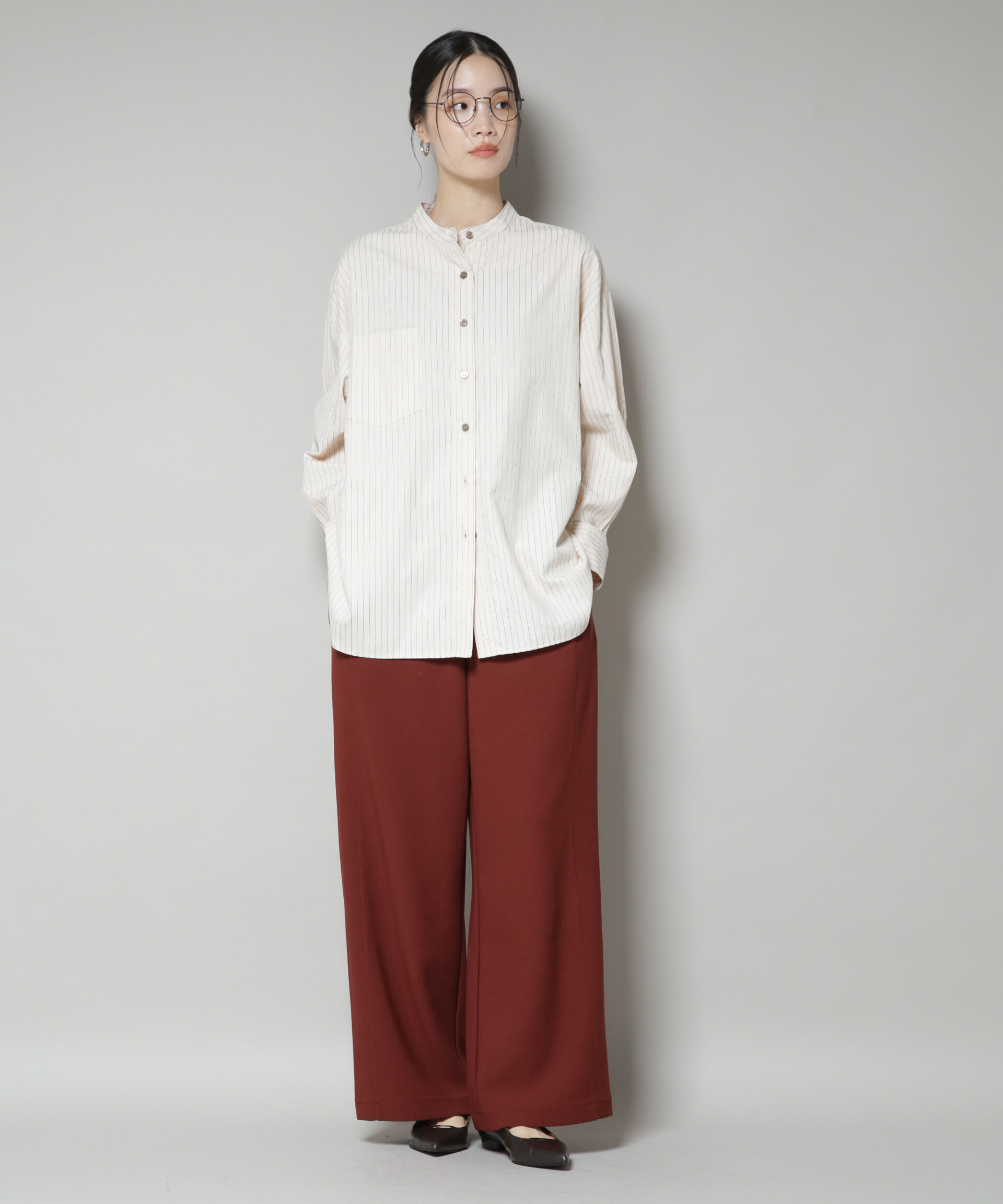 nano･universe「サイドタックカットジョーゼットパンツ」|チノ|