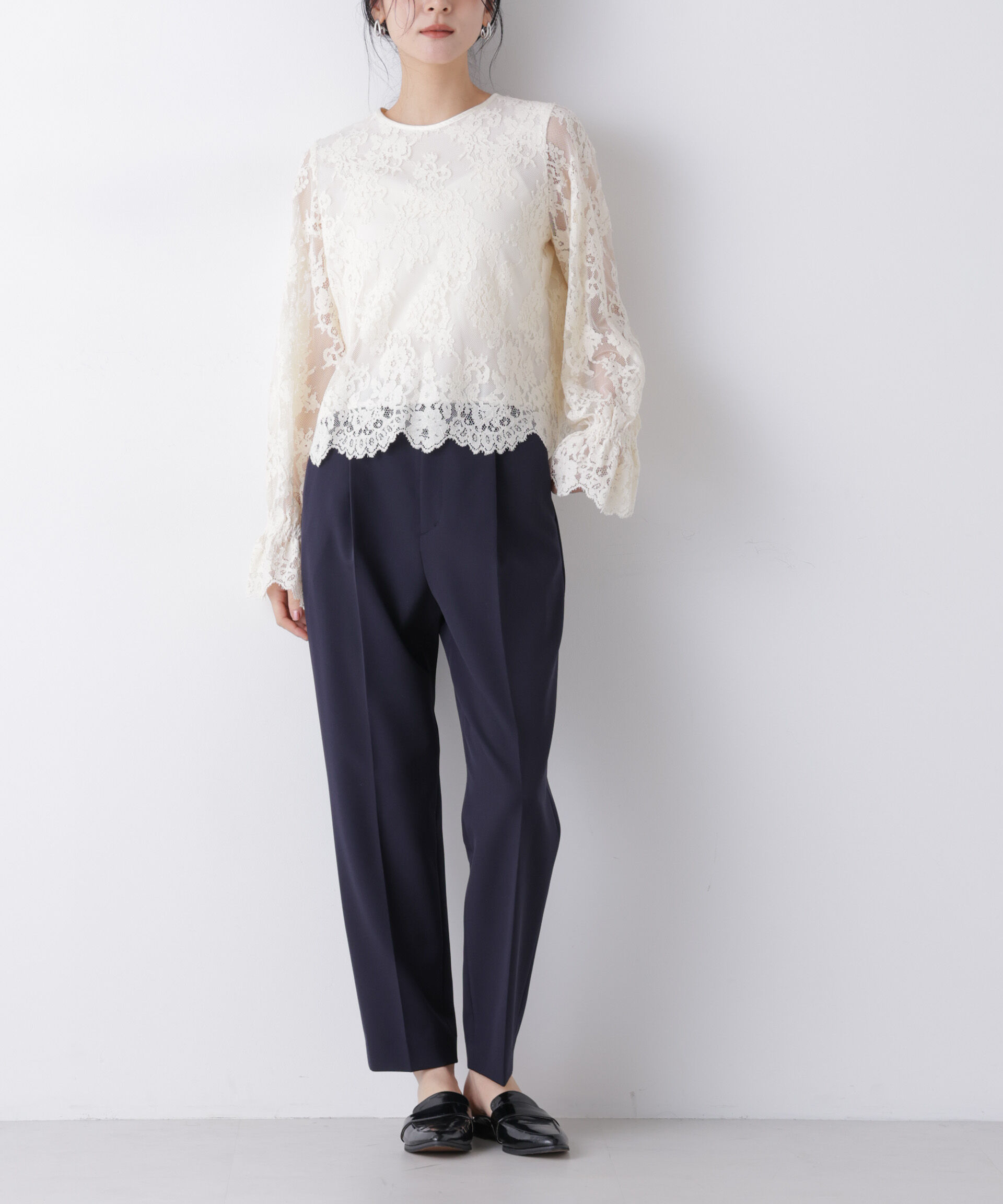 nano･universe「デイリーファンクション タックテーパードパンツ(セットアップ可)」|チノ|D.ネイビー1