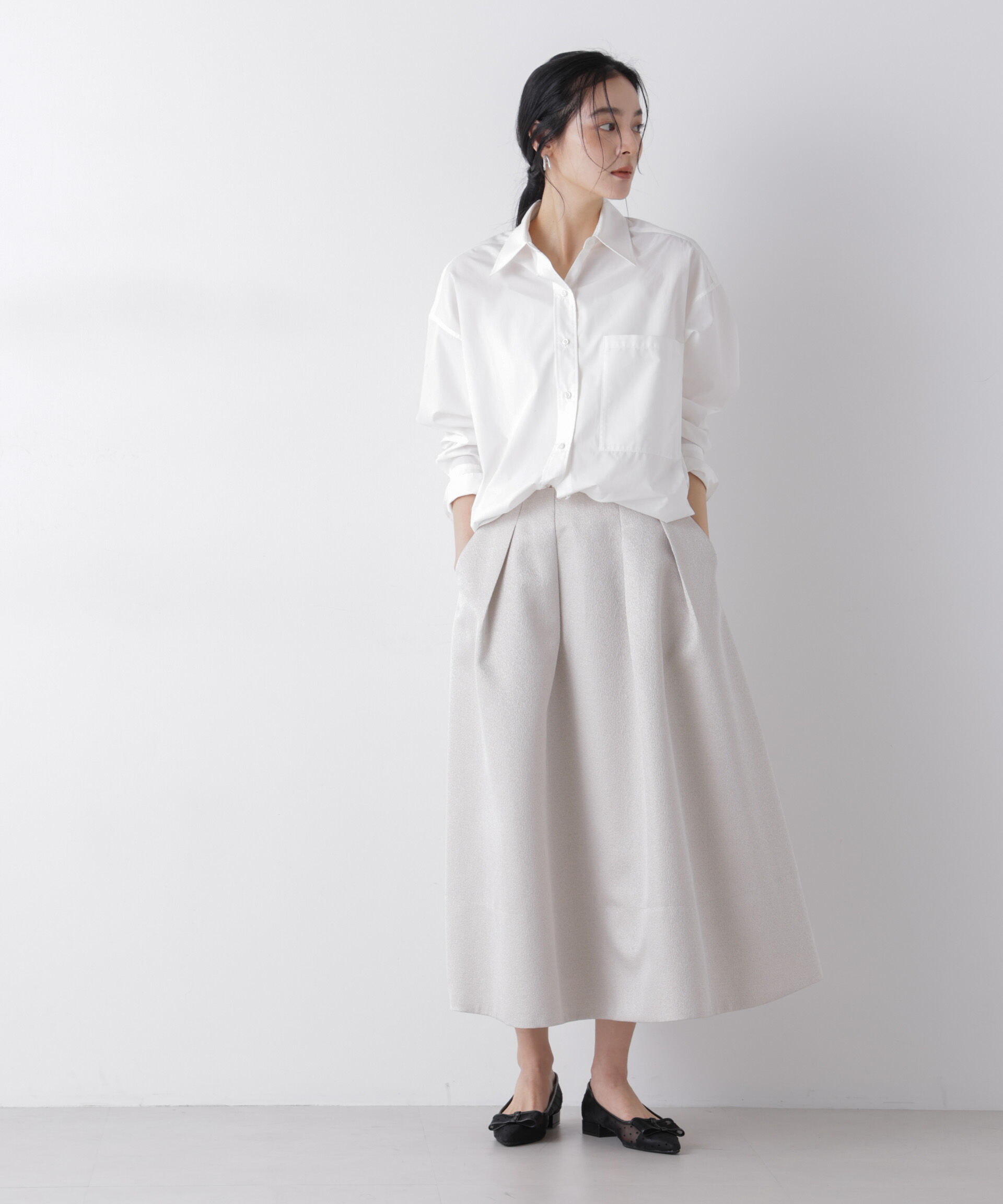 nano･universe「ジャガードボリュームタックスカート(セットアップ可)」|スカート|