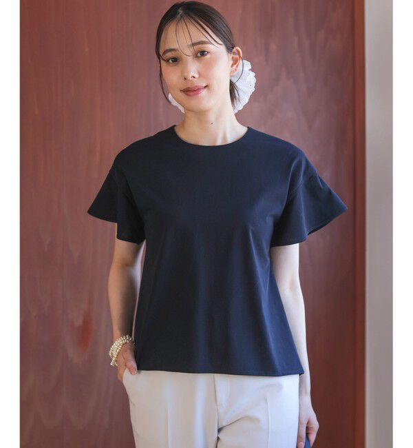 組曲「【WEB限定】プレーティング天竺フリルスリーブ Tシャツ」|Tシャツ・カットソー|ブラック系