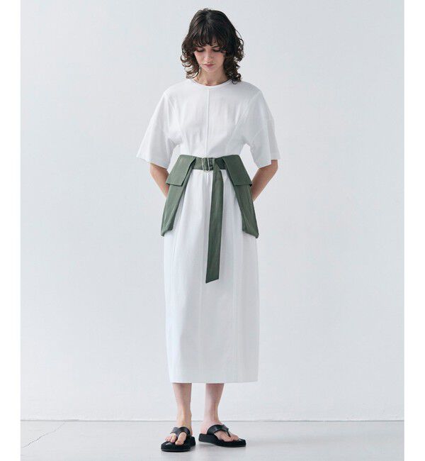 BEIGE,「【洗える】GLANTHUS / コットンカーブラインロングフレアワンピース」|ワンピース|