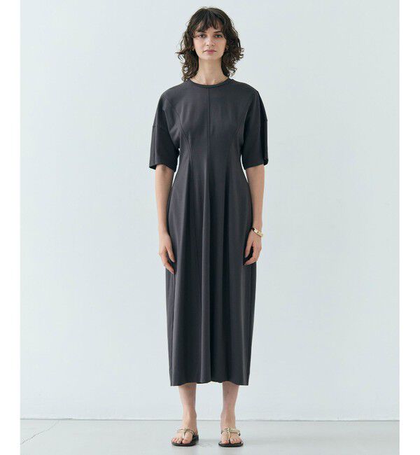 BEIGE,「【洗える】GLANTHUS / コットンカーブラインロングフレアワンピース」|ワンピース|