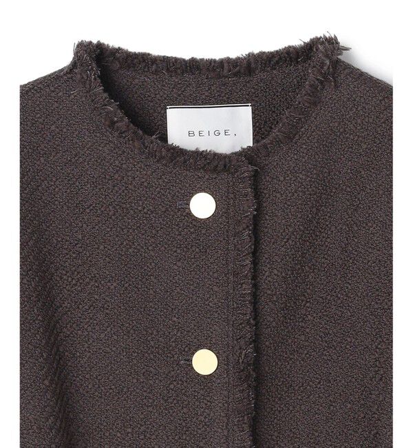 BEIGE,「【Oggi 10月号掲載】MULLIN / ウールツイードメタルボタンノーカラージャケット」|ノーカラージャケット|