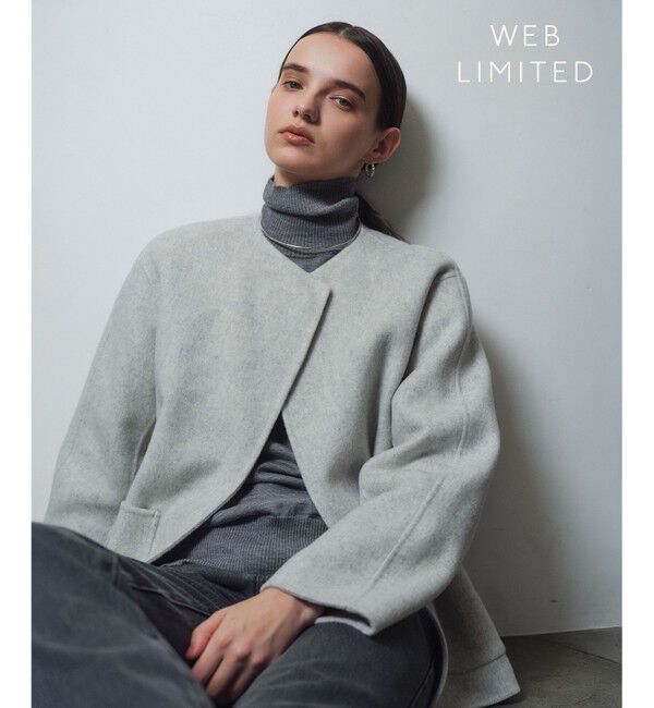 BEIGE,「【WEB限定】PAYSON / ウールリバーノーカラーショートコート」|ノーカラージャケット|L.Gray