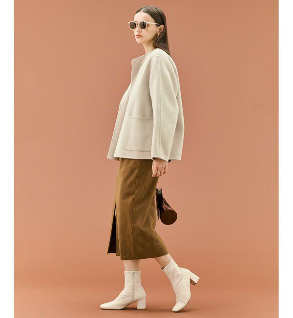 BEIGE,「【WEB限定】PAYSON / ウールリバーノーカラーショートコート」|ノーカラージャケット|