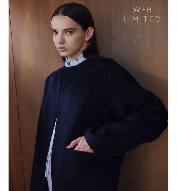 BEIGE,「【WEB限定】PAYSON / ウールリバーノーカラーショートコート」|ノーカラージャケット|Navy