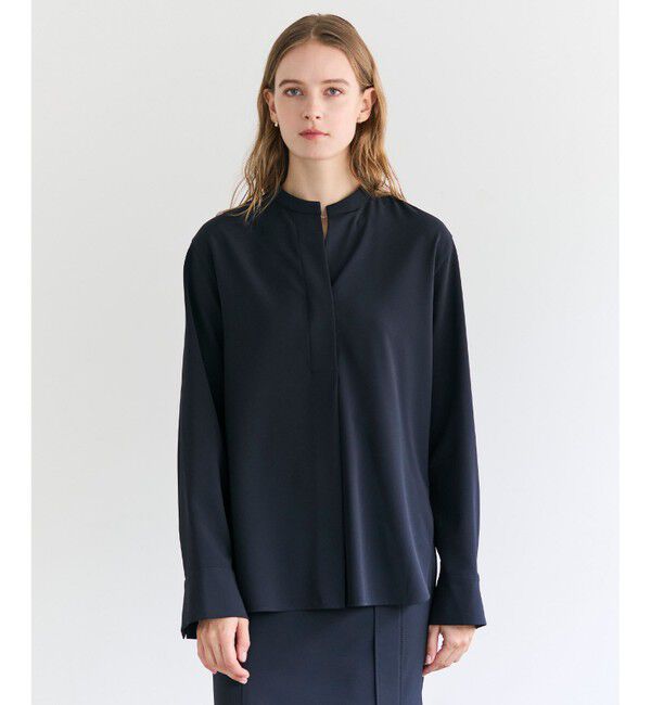 BEIGE,「【セットアップ対応】SPHENE / スタンドカラープルオーバーブラウス」|シャツ・ブラウス|Navy