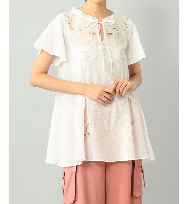  「カットワーク刺繍チュニック」|Tシャツ・カットソー|キナリ