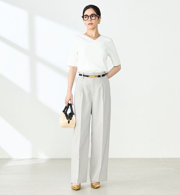 NOLLEY'S sophi「《手洗い可能》カシュクール風5分袖プルオーバーニット」|ニット・セーター|