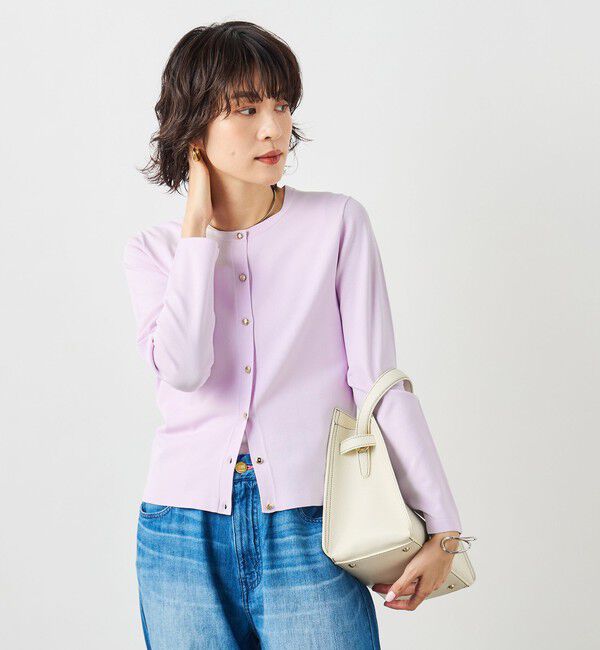 NOLLEY'S sophi「《アンサンブル対応》 《手洗い可能》マルチファンクションクルーネックカーディガン」|カーディガン|ラベンダー
