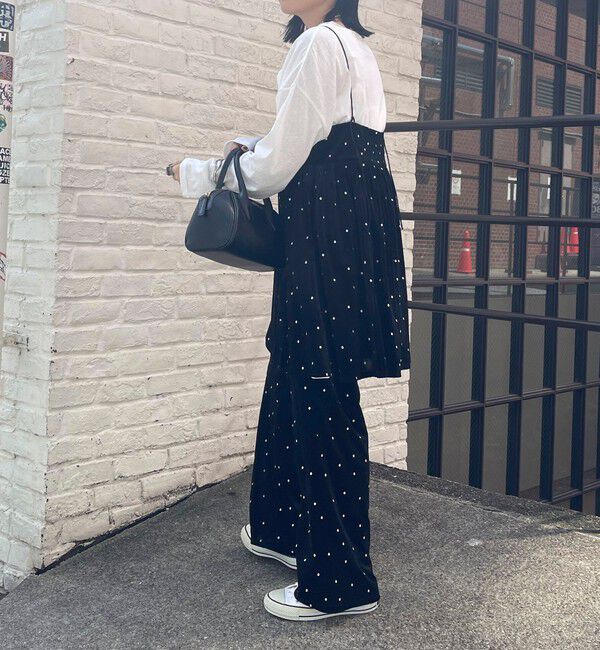 fredy emue「《セットアップ対応》ベロアドット刺繍キャミブラウス」|キャミソール|