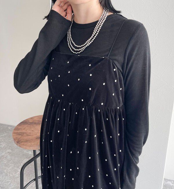 fredy emue「《セットアップ対応》ベロアドット刺繍キャミブラウス」|キャミソール|