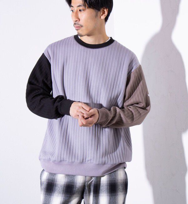 GLOSTER「【GLOSTER/グロスター】 ストライプ キルティング スウェット プルオーバー」|スウェット・ジャージ|