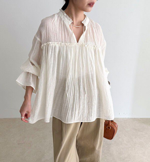 fredy emue「LINEN混シアー楊柳ブラウス」|シャツ・ブラウス|