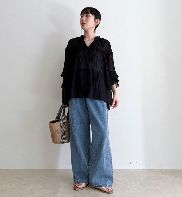 fredy emue「LINEN混シアー楊柳ブラウス」|シャツ・ブラウス|