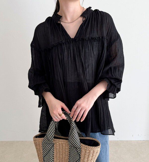 fredy emue「LINEN混シアー楊柳ブラウス」|シャツ・ブラウス|