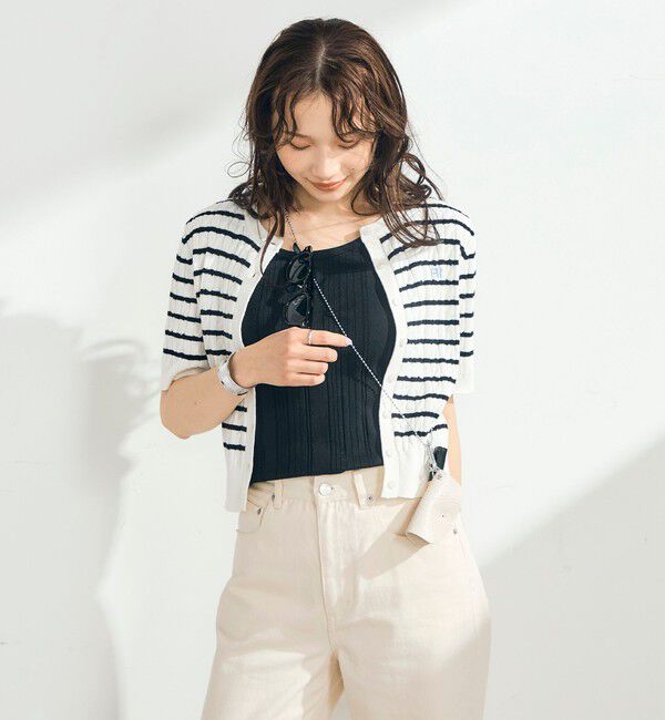 fredy emue「【毎年大人気！/完売必須】FR刺しゅうケーブル柄半袖カーディガン」|カーディガン|