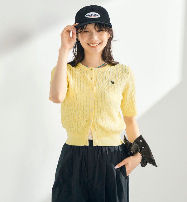 fredy emue「【毎年大人気！/完売必須】FR刺しゅうケーブル柄半袖カーディガン」|カーディガン|