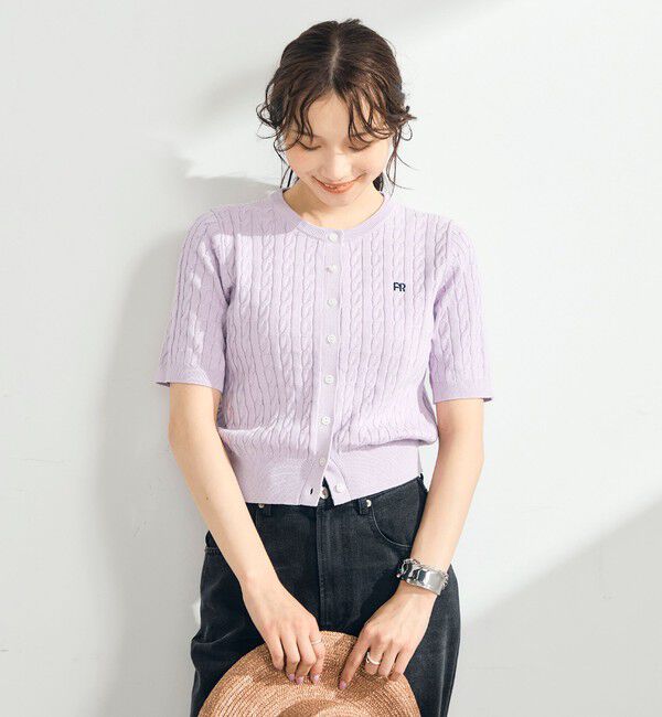 fredy emue「【毎年大人気！/完売必須】FR刺しゅうケーブル柄半袖カーディガン」|カーディガン|