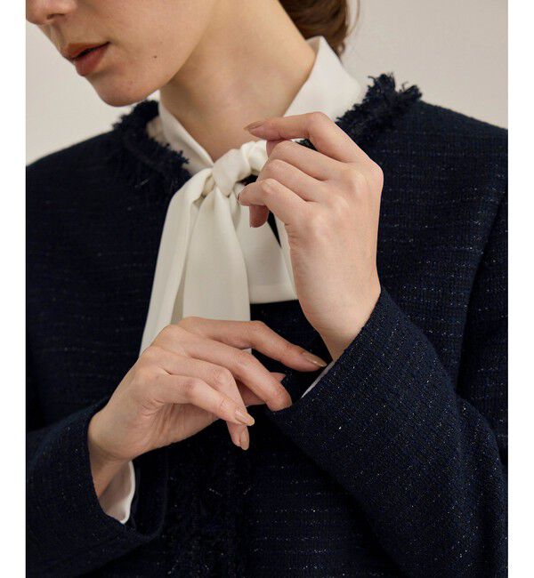 ROPE「【雑誌掲載】ミックスツイードノーカラージャケット」|ノーカラージャケット|