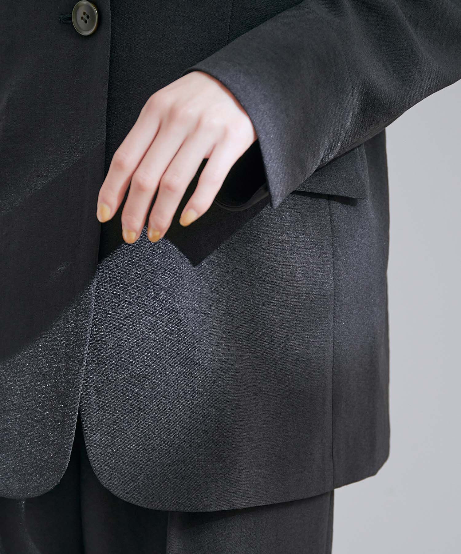 VIS「【洗える・接触冷感】美easyノーカラーVネックジャケット【セットアップ対応】」|ノーカラージャケット|