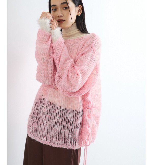 VIS「モヘアタッチシアーニット」|ニット・セーター|ピンク(63)