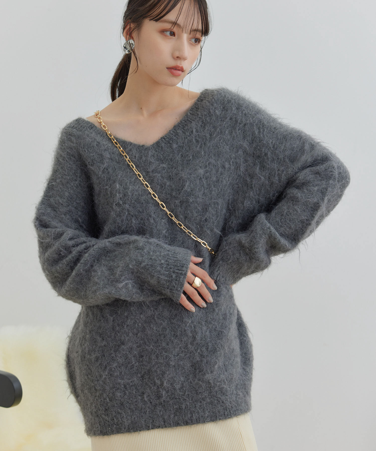 VIS「【前後2WAY】毛混トゥンカロンニット」|ニット・セーター|