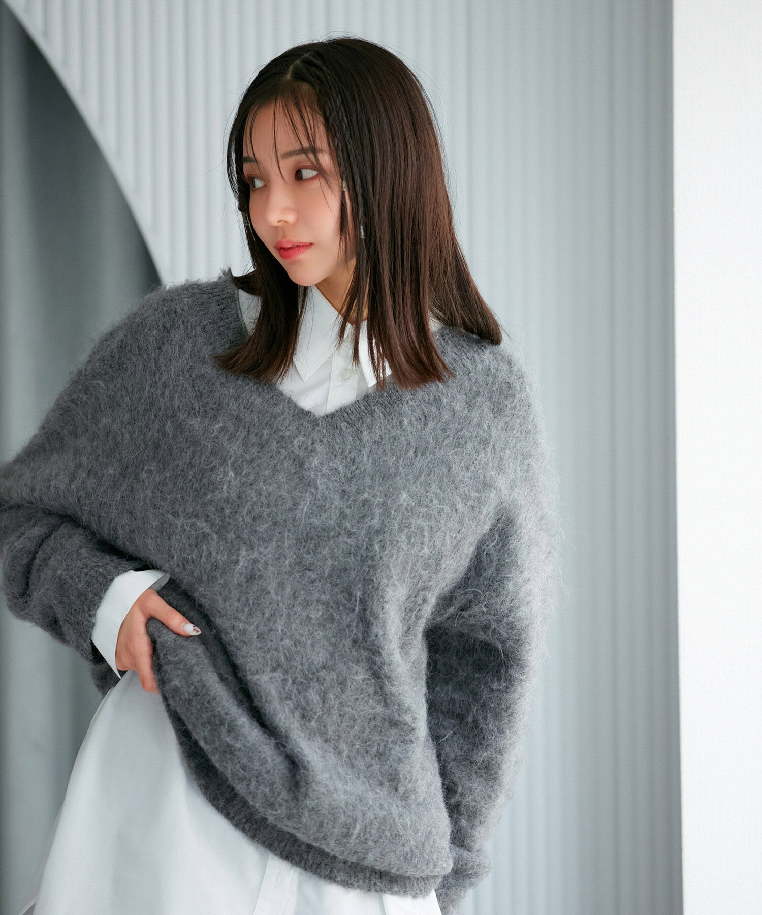 VIS「【前後2WAY】毛混トゥンカロンニット」|ニット・セーター|