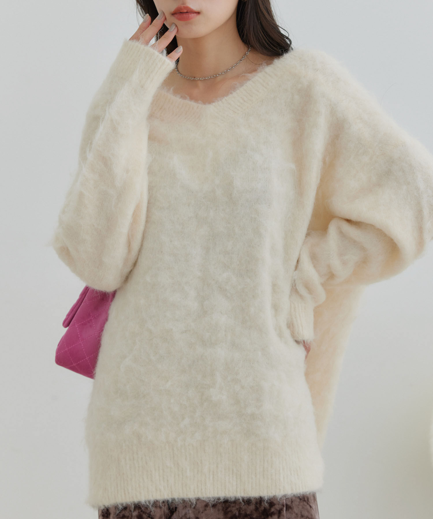 VIS「【前後2WAY】毛混トゥンカロンニット」|ニット・セーター|オフホワイト(15)
