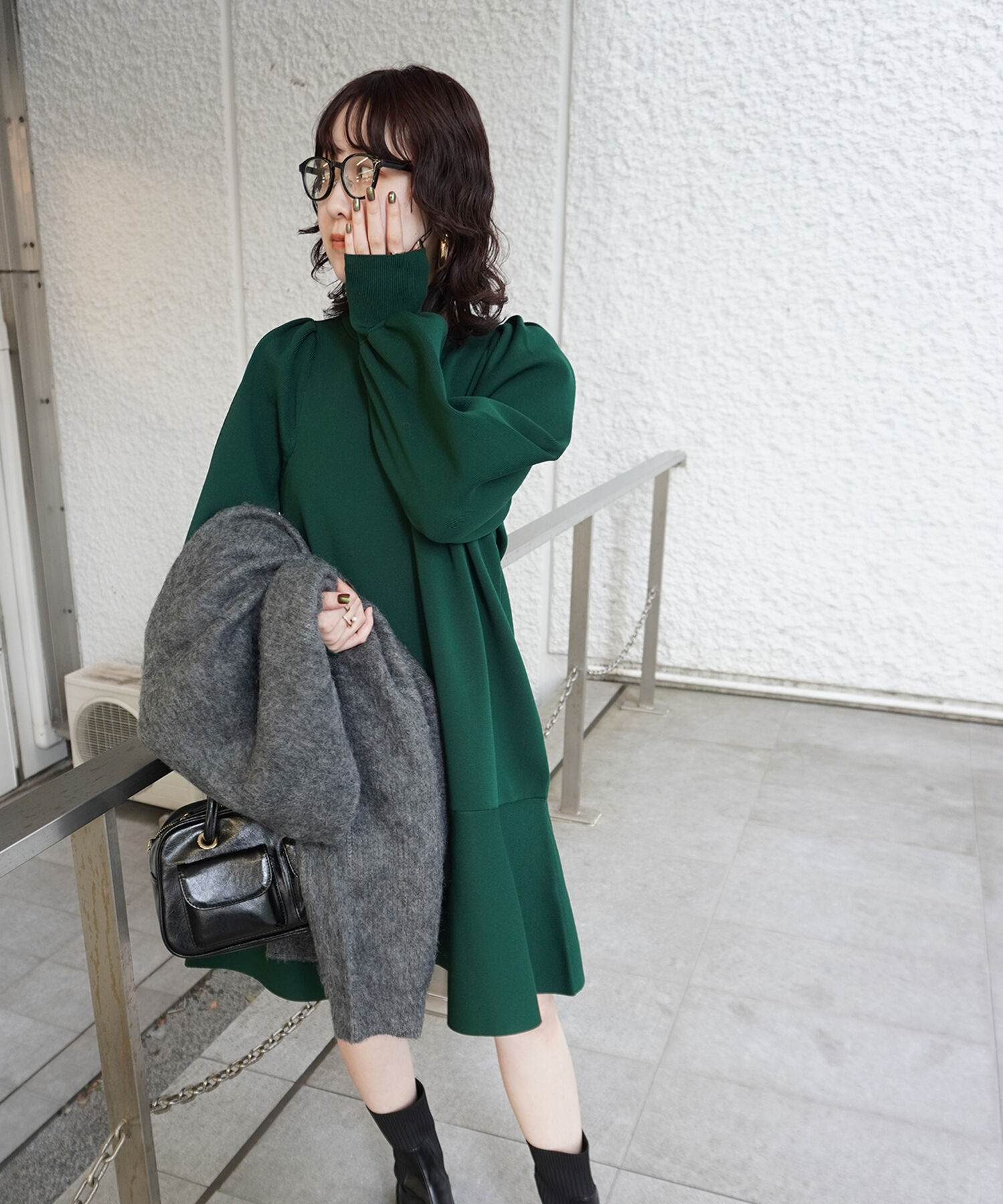 VIS「パフスリーブ切り替えミニフレアワンピース」|ワンピース|