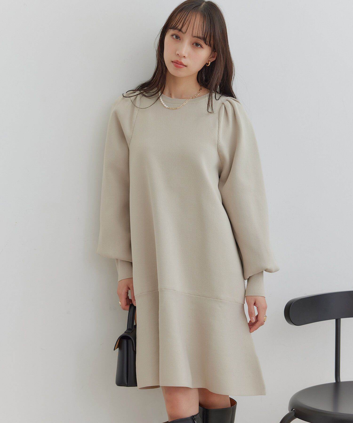 VIS「パフスリーブ切り替えミニフレアワンピース」|ワンピース|