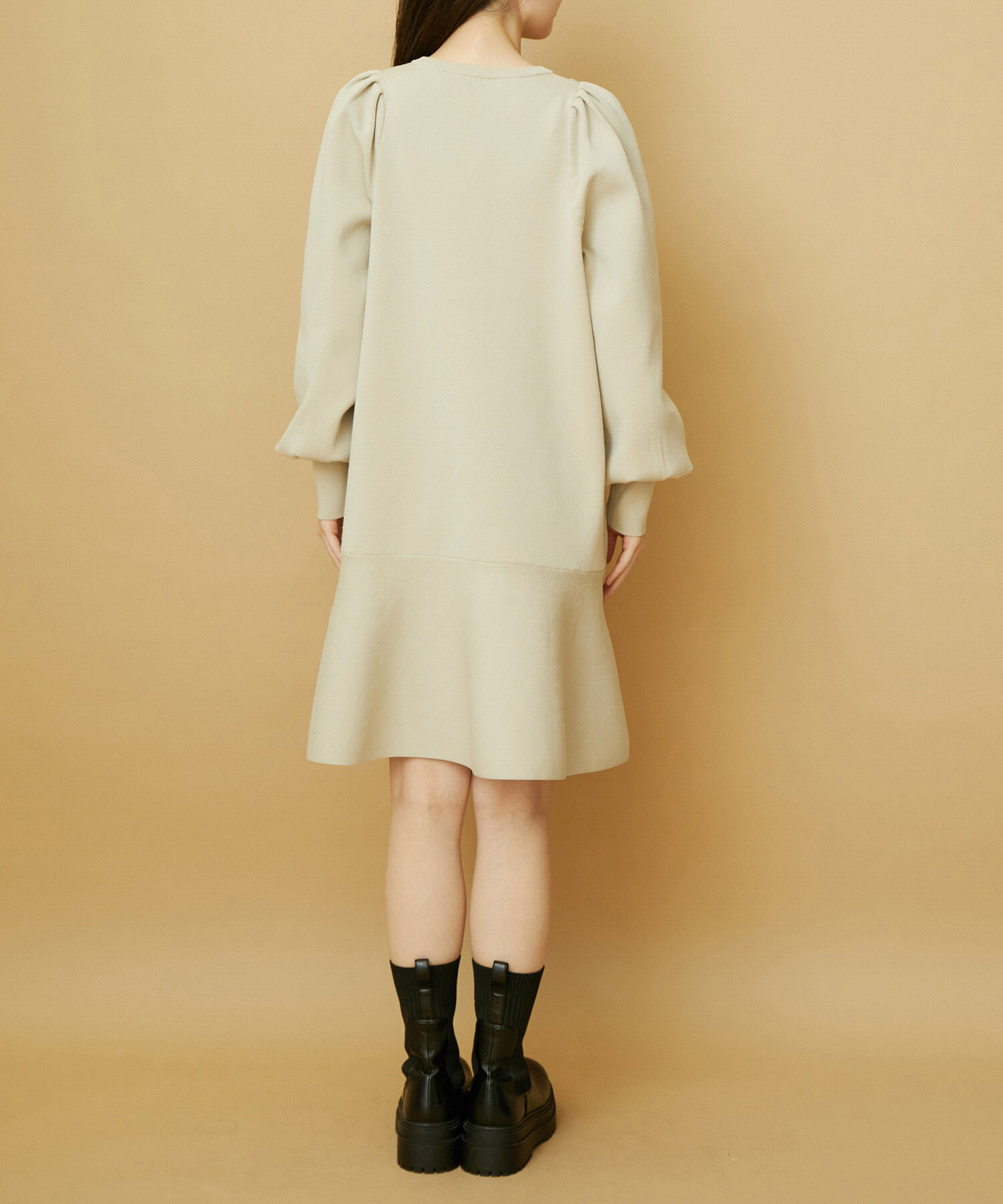 VIS「パフスリーブ切り替えミニフレアワンピース」|ワンピース|