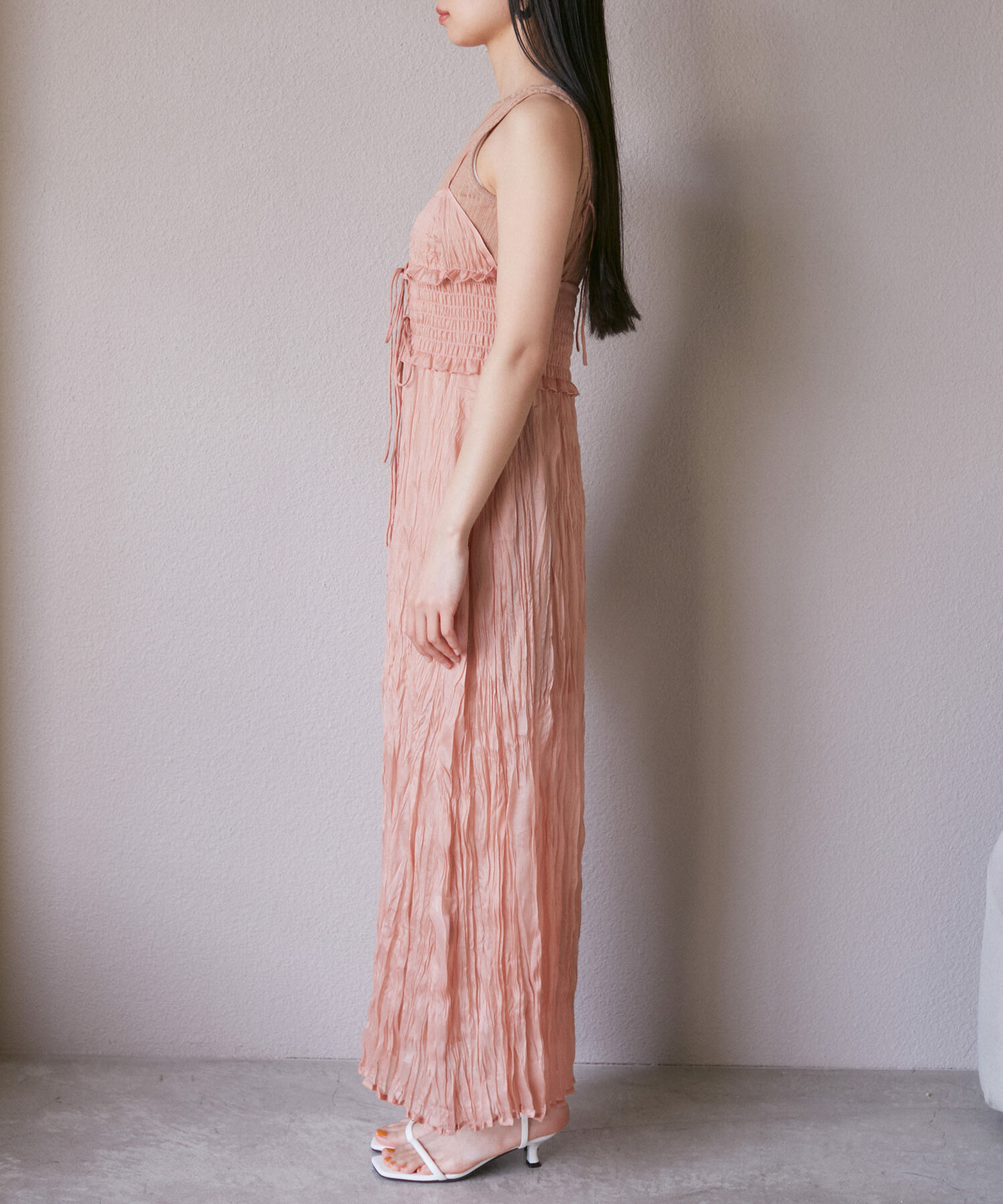 VIS「【SET】タンク付きシアーラメキャミワンピース【洗える】」|ワンピース|