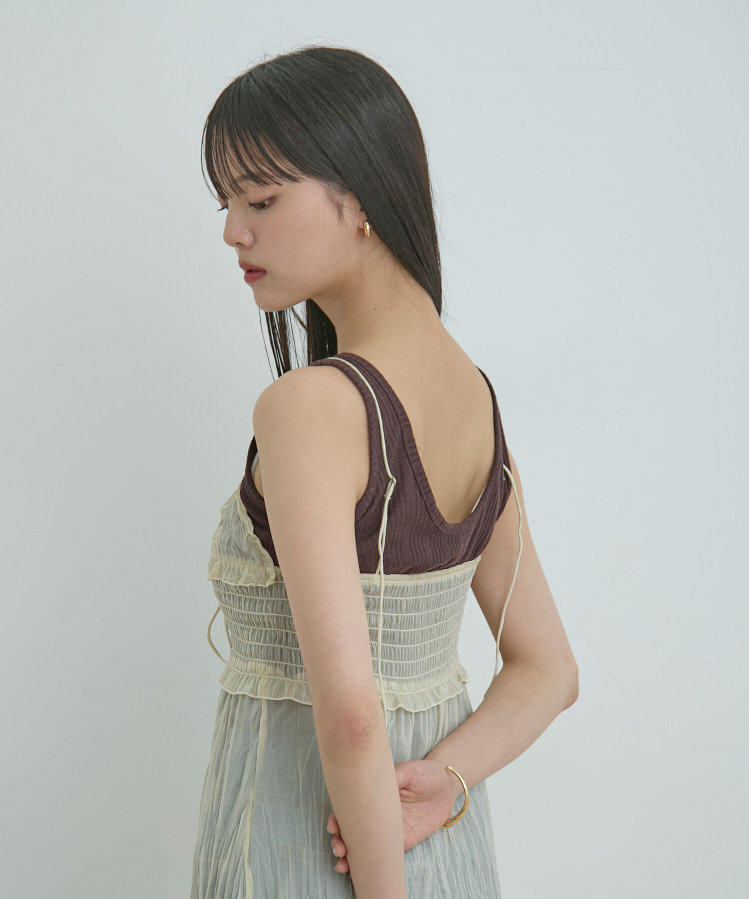 VIS「【SET】タンク付きシアーラメキャミワンピース【洗える】」|ワンピース|