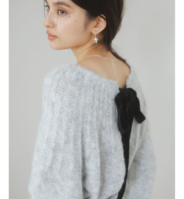 VIS「バックリボンHUGニット」|ニット・セーター|ライトグレー
