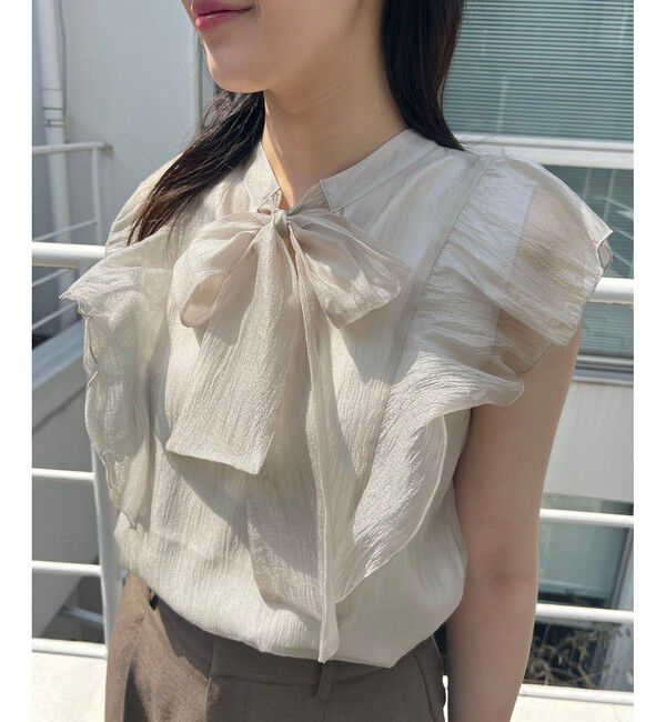 VIS「主役級！華やぎシアーシャイニーボウタイフリルブラウス【前後2WAY】【洗える】」|シャツ・ブラウス|