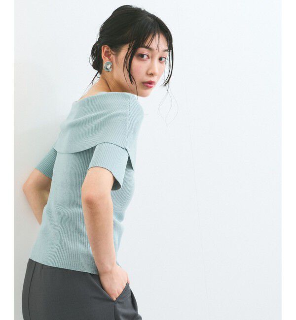 VIS「【アンチピリング/UVケア/洗える】オフショルハーフスリーブニット」|ニット・セーター|