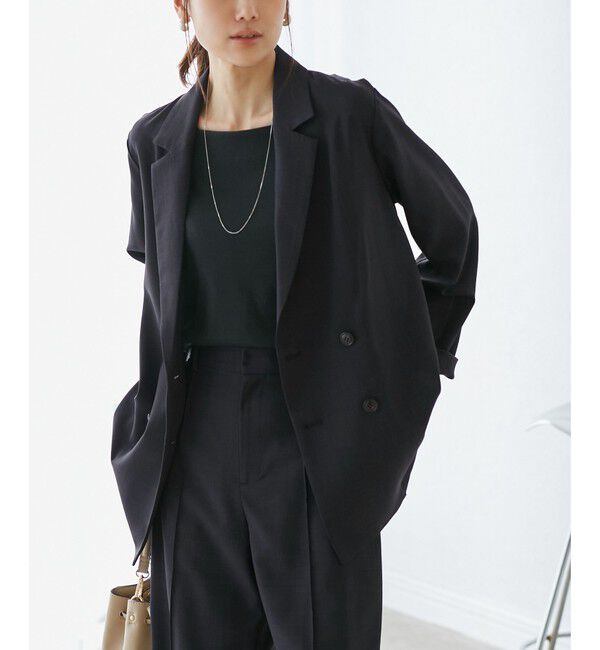 Rope&rsquo;Picnic「【接触冷感・UVカット・速乾】【リネンライク・シリーズ】シアーテーラードジャケット/セットアップ対応」|テーラードジャケット|