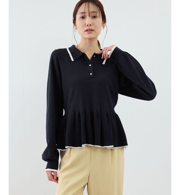 Rope&rsquo;Picnic「ペプラムポロカラーニット」|ニット・セーター|