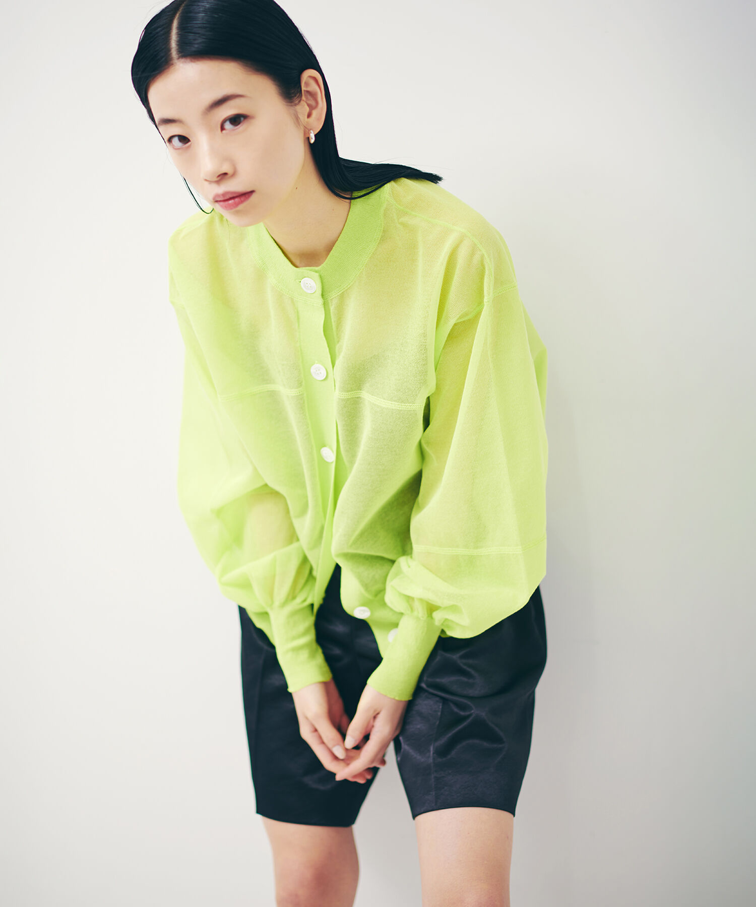 ADAM ET ROPE'「【2WAY】シアーカーディガン」|カーディガン|ライトグリーン(33)