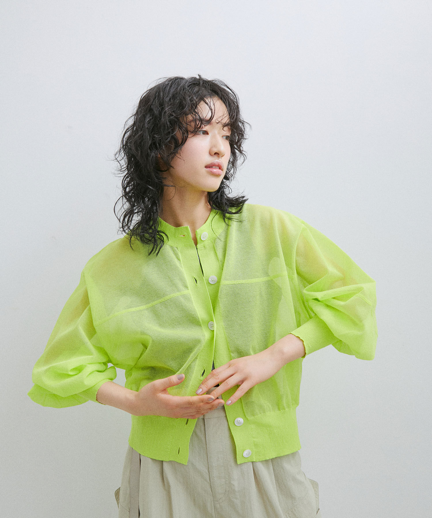 ADAM ET ROPE'「【2WAY】シアーカーディガン」|カーディガン|