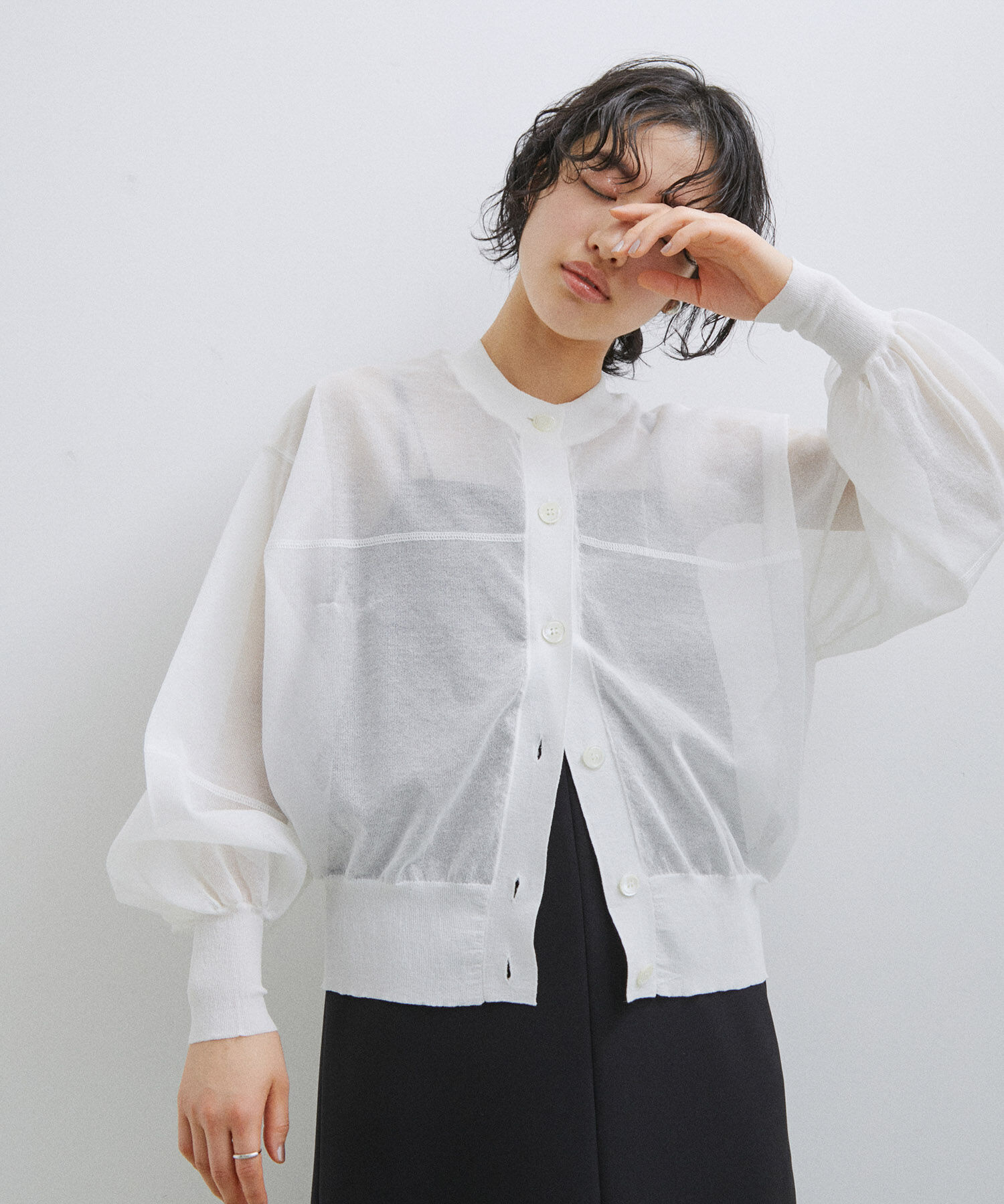 ADAM ET ROPE'「【2WAY】シアーカーディガン」|カーディガン|