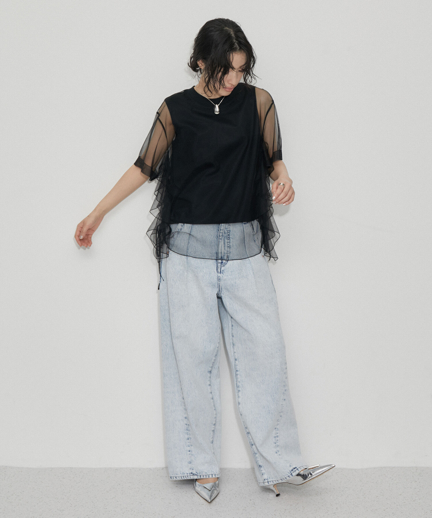 ADAM ET ROPE'「【再入荷・洗える・サステナブル】ギャザーチュールトップス」|その他|