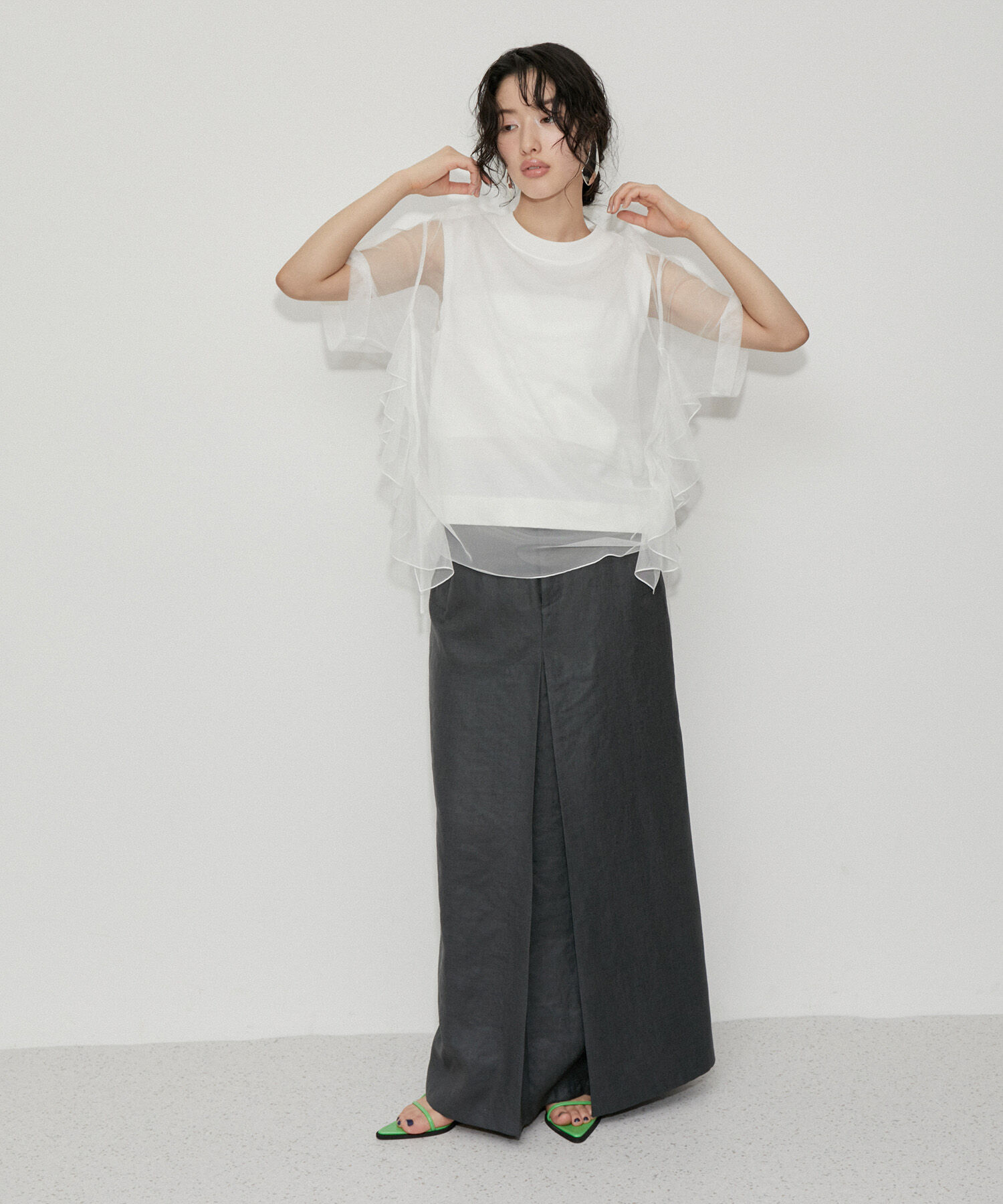 ADAM ET ROPE'「【再入荷・洗える・サステナブル】ギャザーチュールトップス」|その他|