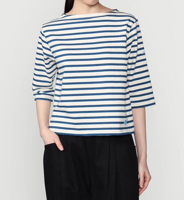 ORCIVAL「ORCIVAL | コットンロード ショートスリーブ ボートネックバスクシャツ WOMEN」|Tシャツ・カットソー|BLUE系1
