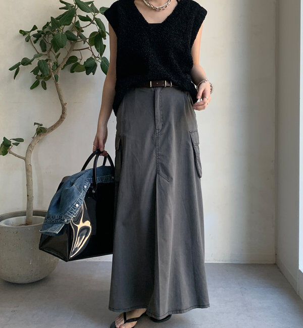  「綿リヨセルピグメント加工カーゴスカート」|スカート|