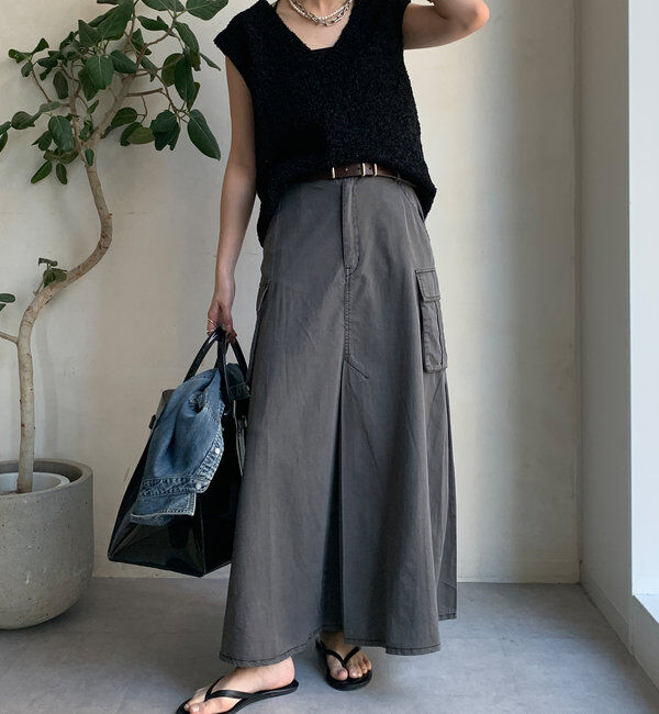  「綿リヨセルピグメント加工カーゴスカート」|スカート|