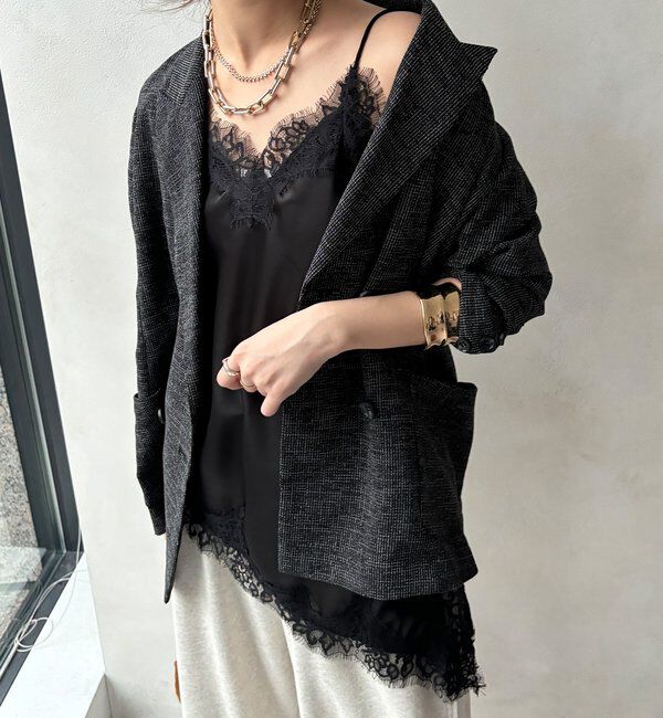  「ショート丈アシメレースキャミ」|シャツ・ブラウス|